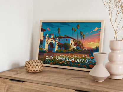 Old Town San Diego Landscape Poster | California Vacation Wall Art — 12x18 in