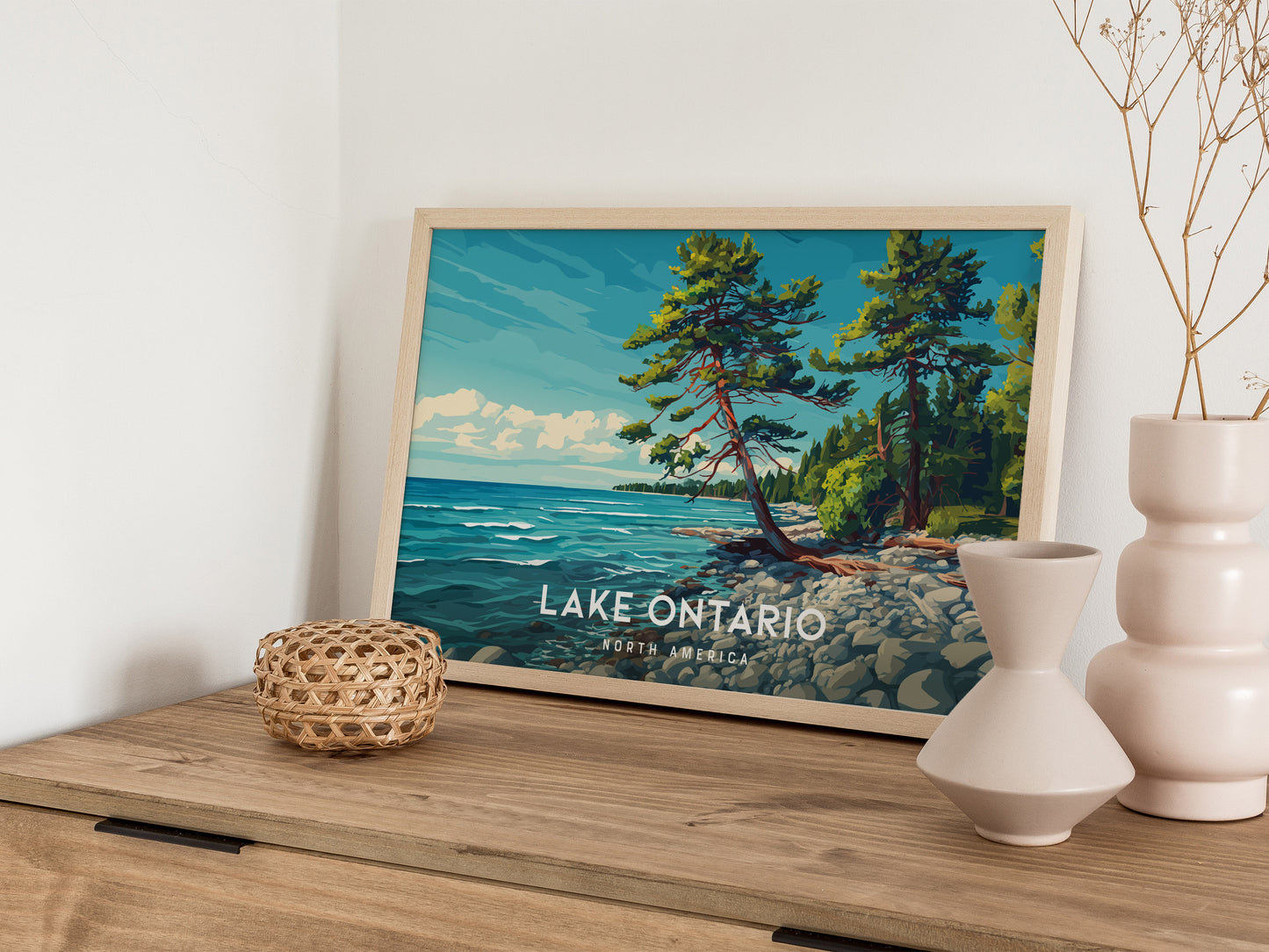 Lake Ontario Landscape Poster | North America Destination Print | Coastal Beach Decor Wall Art — 12x18 in