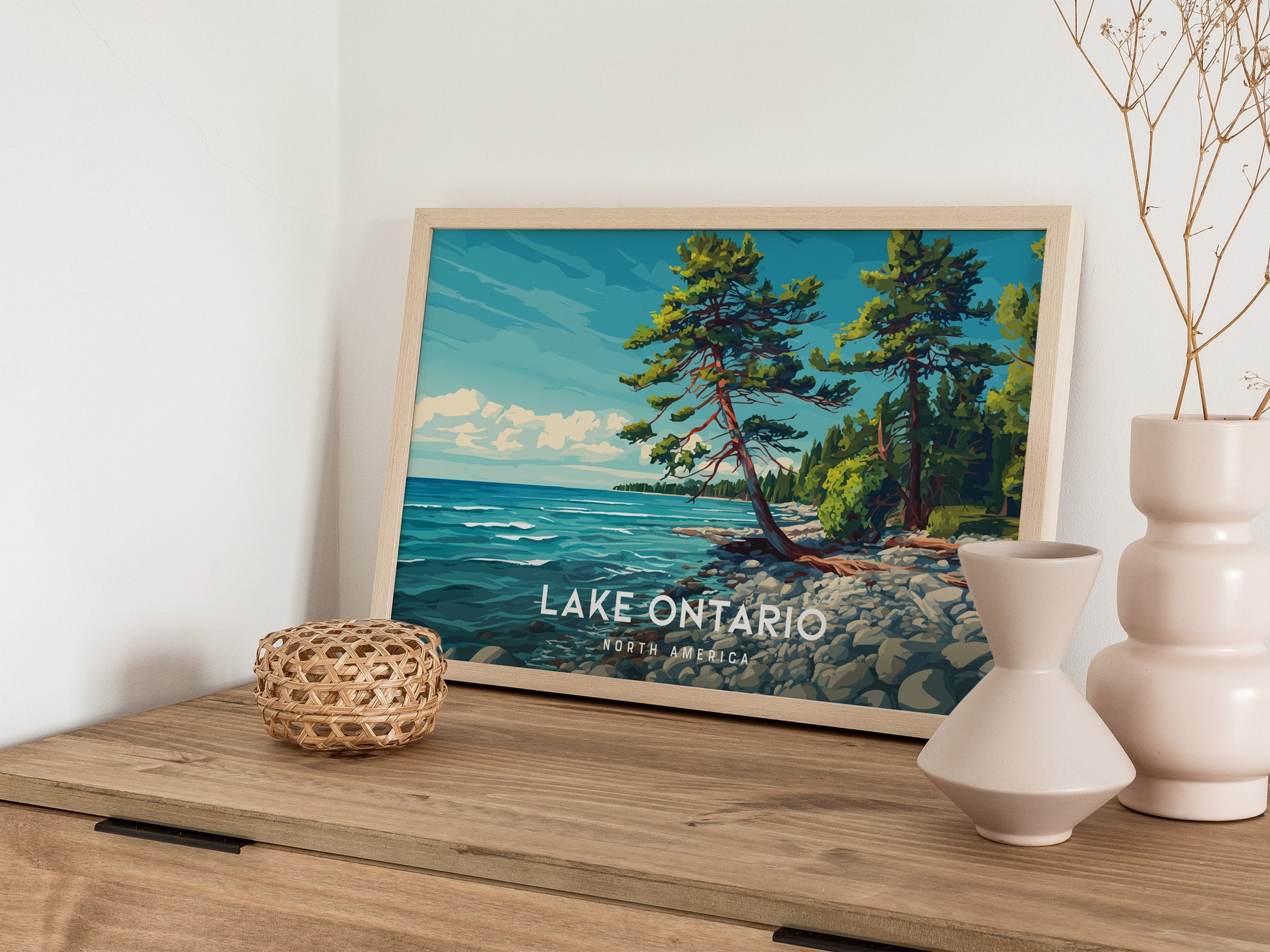 Lake Ontario Landscape Poster | North America Destination Print | Coastal Beach Decor Wall Art — 12x18 in