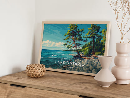 Lake Ontario Landscape Poster | North America Destination Print | Coastal Beach Decor Wall Art — 12x18 in