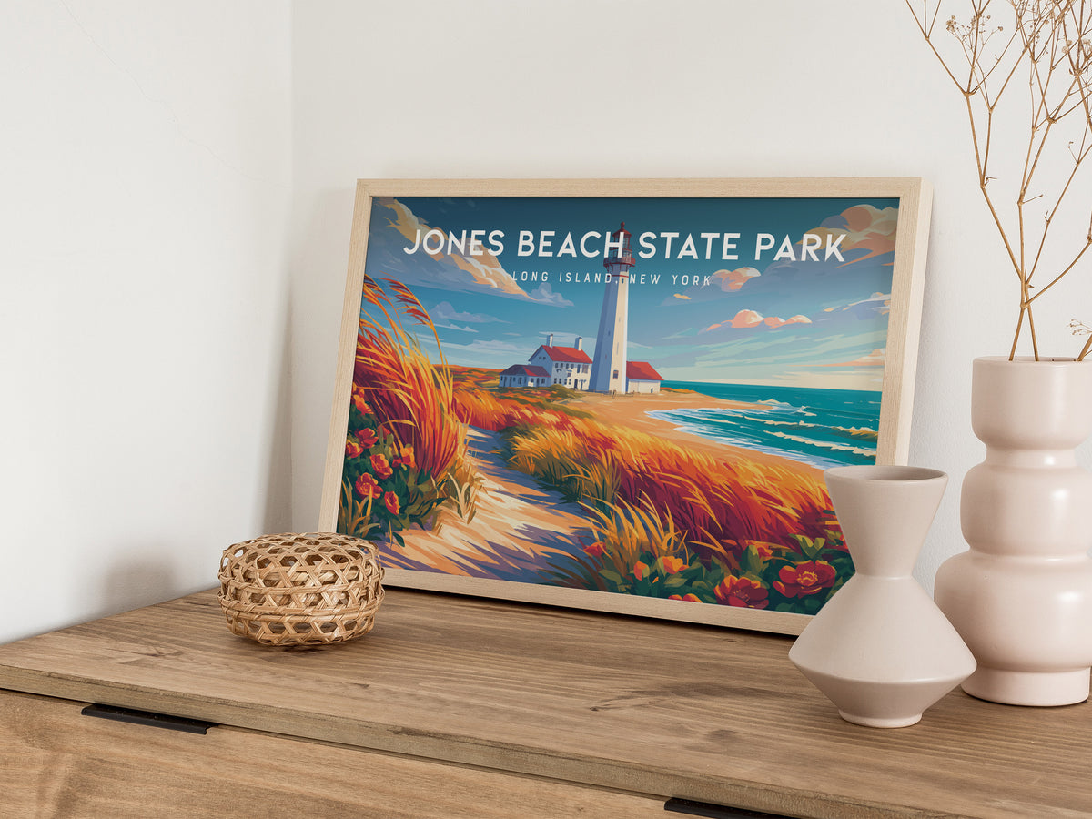 Jones Beach State Park Landscape Poster | Long Island, New York Travel Wall Art — 12x18 in