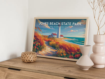 Jones Beach State Park Landscape Poster | Long Island, New York Travel Wall Art — 12x18 in