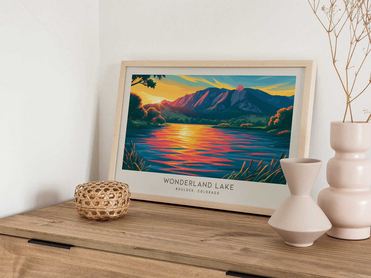 Wonderland Lake Landscape Matte Border Poster | Travel Wall Art — 12x18 in
