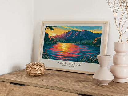 Wonderland Lake Landscape Matte Border Poster | Travel Wall Art — 12x18 in