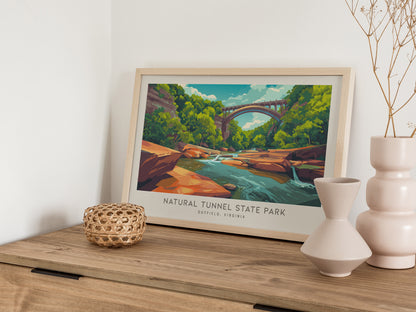 Natural Tunnel State Park Landscape Matte Border Poster | Duffield, Virginia Vacation Wall Art — 12x18 in