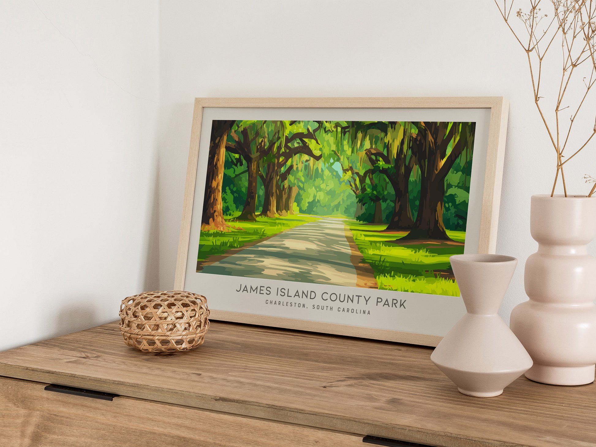James Island County Park Landscape Matte Border Poster | Charleston, South Carolina Travel Wall Art — 12x18 in