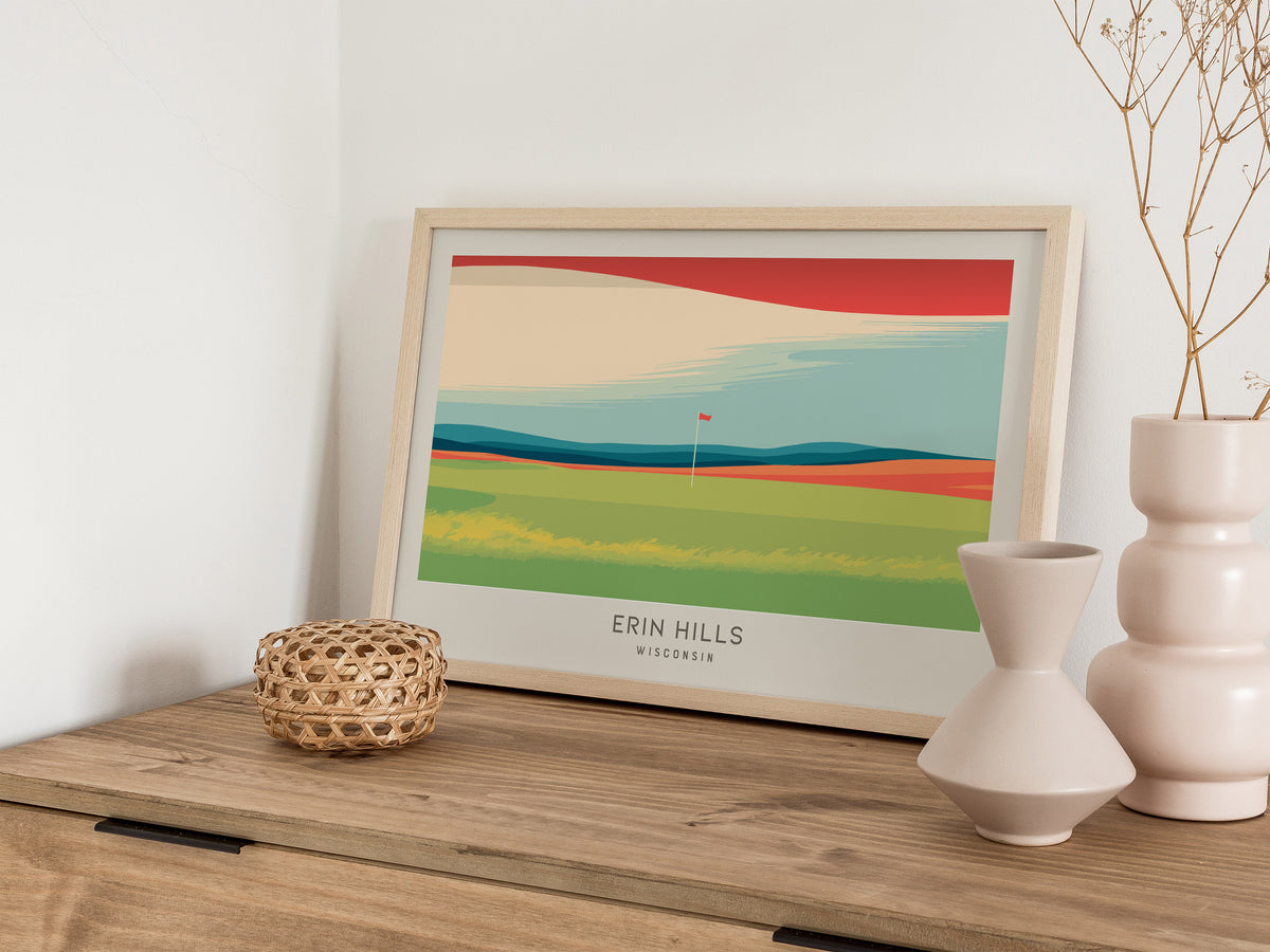 Erin Hills Landscape Matte Golf Wall Art | Wisconsin Links Poster — 12x18 in