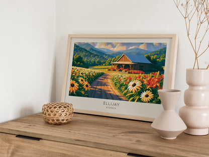 Ellijay Landscape Matte Border Poster | Georgia Destination Print Travel Wall Art — 12x18 in