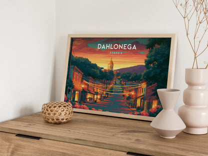 Dahlonega, Georgia Landscape Poster | Appalachian Gold Town Framed or Unframed Wall Art — 12x18 in