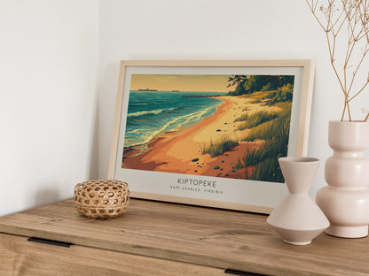 Kiptopeke Landscape Matte Border Poster | Cape Charles, Virginia Beach House Decor Travel Gift — 12x18 in
