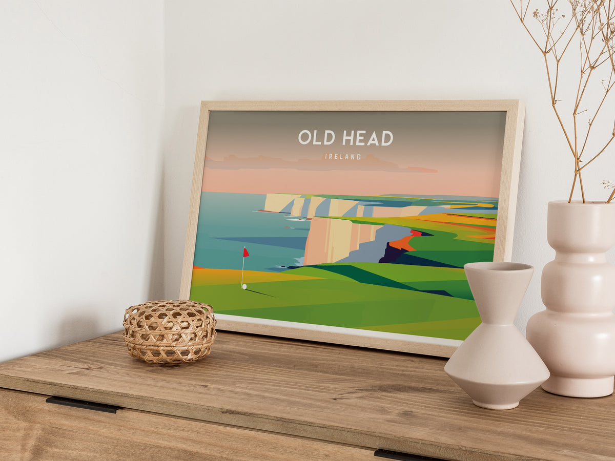 Old Head Landscape Poster | Ireland Links Poster & Framed or Unframed Golf Wall Art — 12x18 in