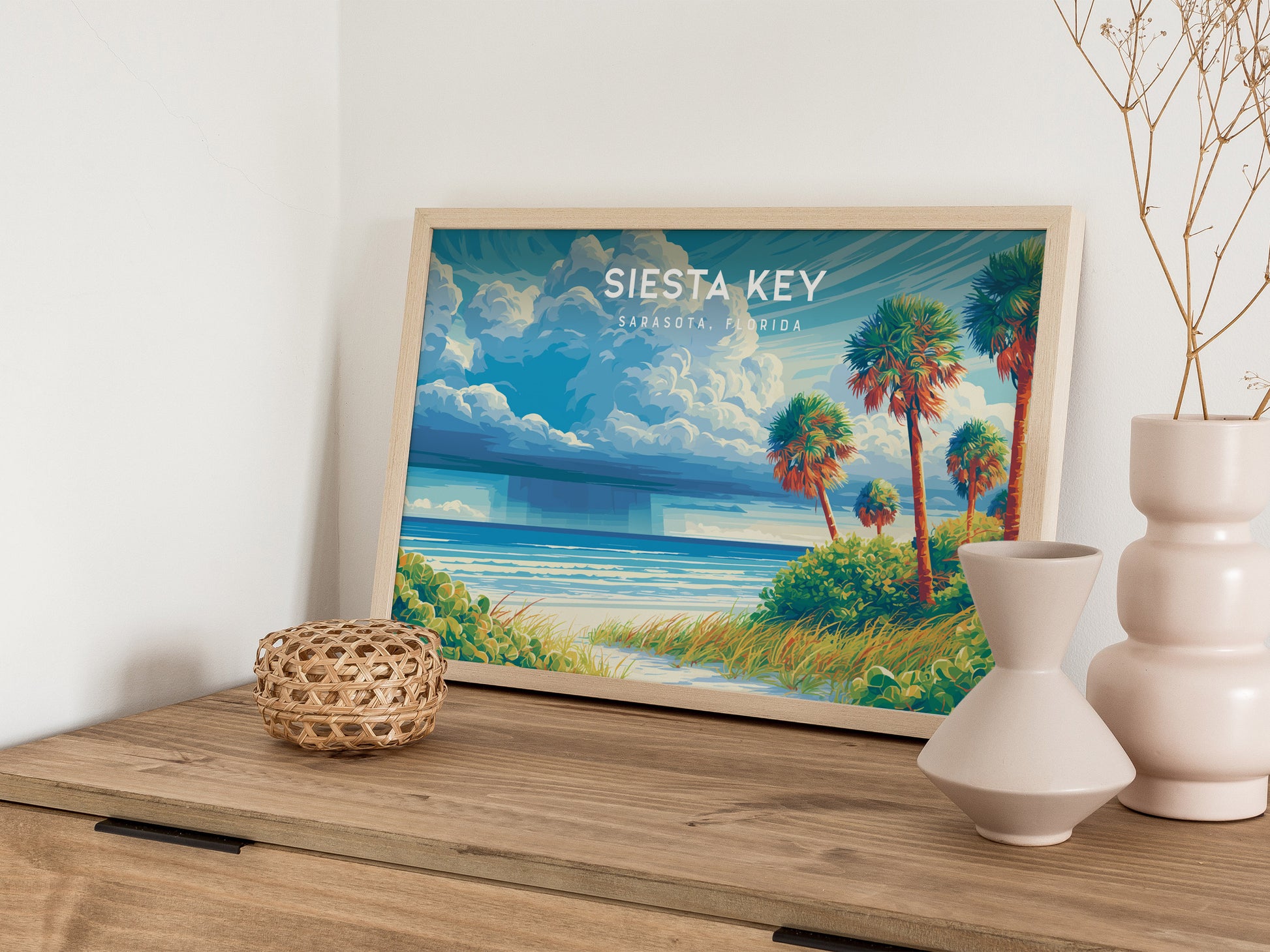 Siesta Key Landscape Poster | Sarasota, Florida Travel Wall Art — 12x18 in