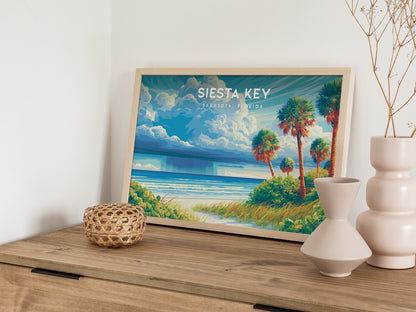Siesta Key Landscape Poster | Sarasota, Florida Travel Wall Art — 12x18 in