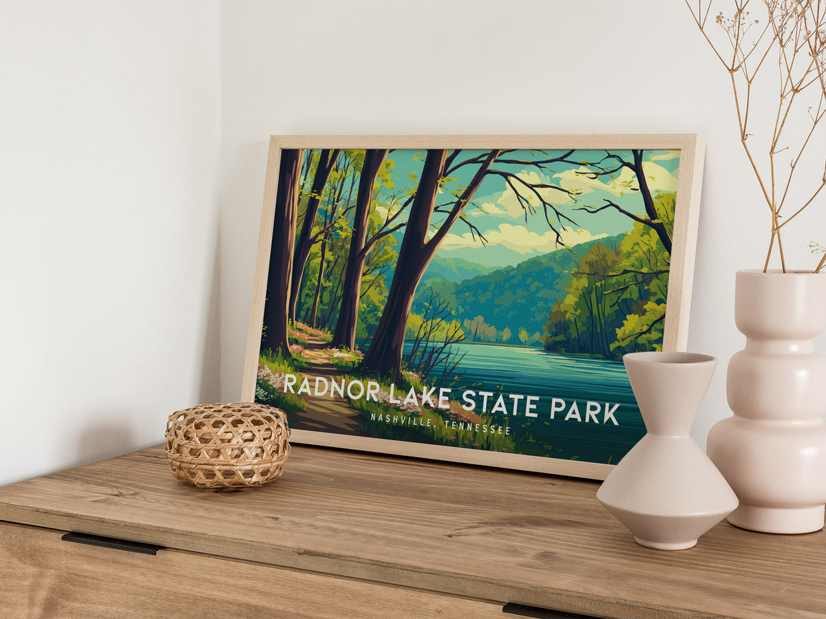 Radnor Lake State Park Landscape Poster | Nashville, Tennessee Vacation Wall Art — 12x18 in