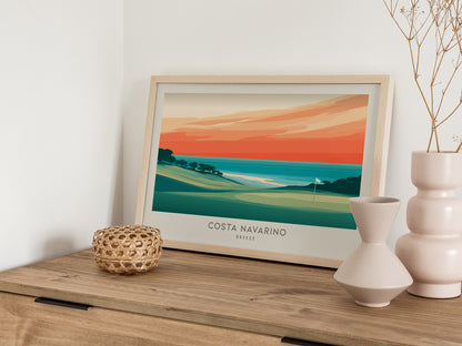 Costa Navarino Landscape Matte Border Poster | Greece Golf Wall Art & Framed or Unframed Links Decor — 12x18 in