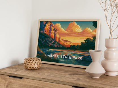 Garner State Park, Texas Landscape Poster | Frio River Travel Wall Art — 12x18 in