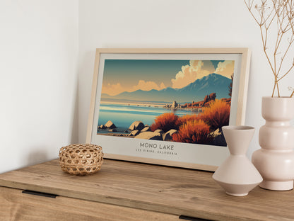 Mono Lake Landscape Matte Border Poster | Lee Vining, California Framed or Unframed Desert Lake Print — 12x18 in