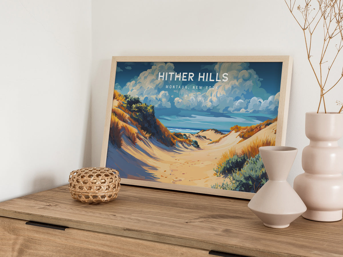 Hither Hills Landscape Poster | Montauk, New York Destination Print Beach House Decor — 12x18 in