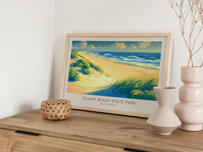 Island Beach State Park Landscape Matte Border Poster | New Jersey Vacation Wall Art — 12x18 in