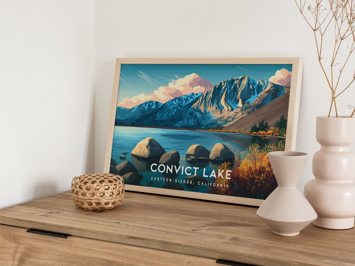 Convict Lake Landscape, Eastern Sierra, California Poster | Framed or Unframed Alpine Art Print — 12x18 in