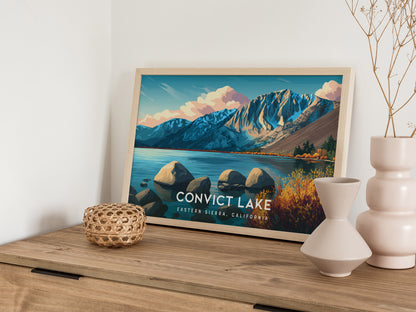 Convict Lake Landscape, Eastern Sierra, California Poster | Framed or Unframed Alpine Art Print — 12x18 in