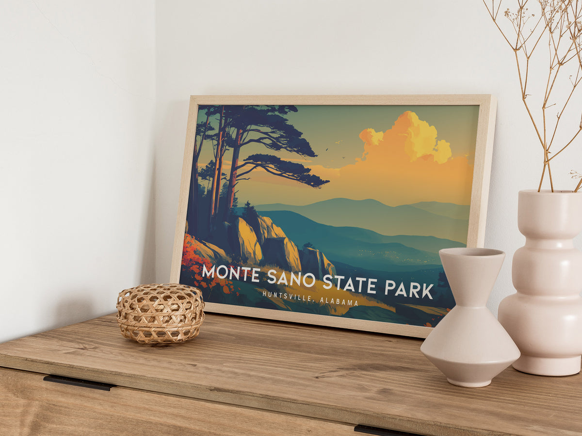 Monte Sano State Park Landscape Poster | Huntsville, Alabama Framed or Unframed Travel Gift Wall Art — 12x18 in
