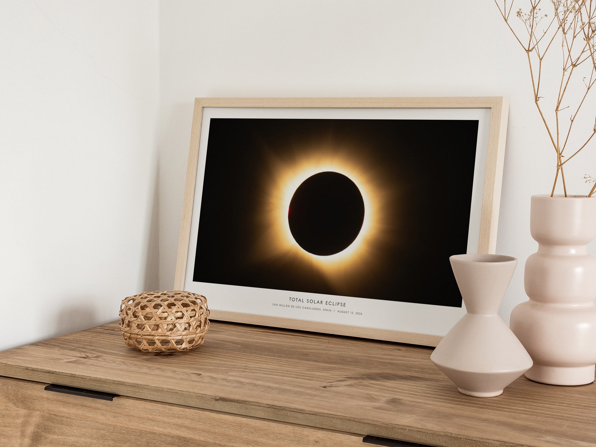Total Solar Eclipse Landscape Poster | NASA Astronomy Print San Millán De Los Caballeros, Spain Wall Art — 12x18 in