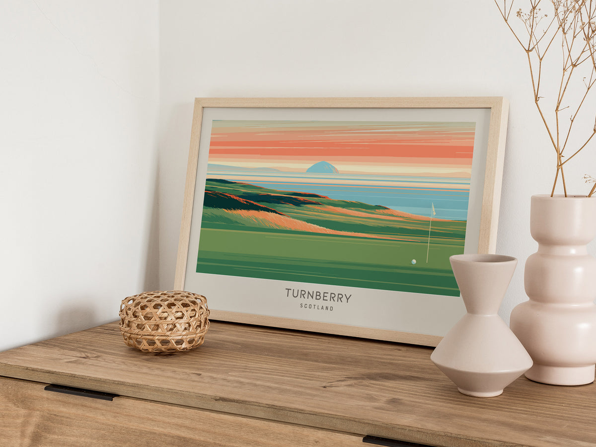 Turnberry Landscape Matte Border Poster | Scotland Golf Course Print & Country Club Decor — 12x18 in