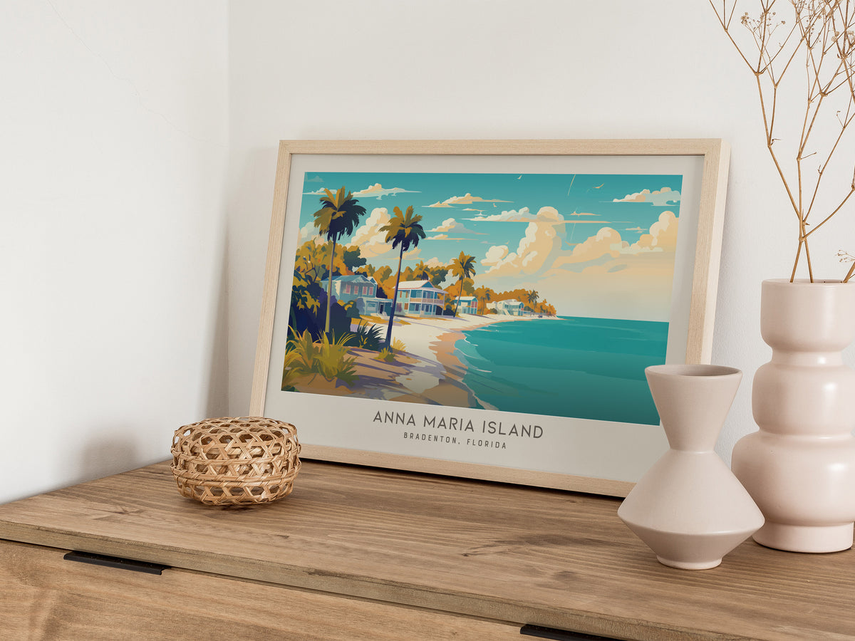 Anna Maria Island Landscape Matte Border Poster | Bradenton, Florida Coastal Beach Decor — 12x18 in