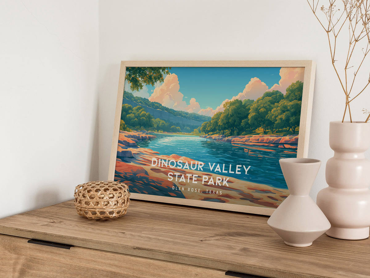 Dinosaur Valley State Park Landscape Poster | Glen Rose, Texas Vacation Wall Art — 12x18 in