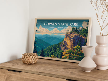 Gorges State Park Landscape Poster | Sapphire, North Carolina Framed or Unframed Beach House Decor — 12x18 in