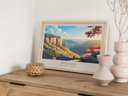 Devil's Den Landscape Matte Border Poster | West Fork, Arkansas Travel Gift Framed or Unframed — 12x18 in