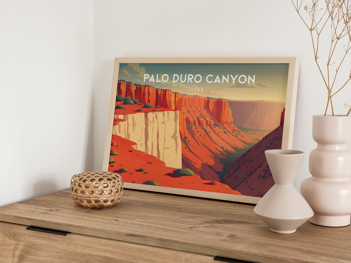 Palo Duro Canyon, Texas Landscape Poster | Framed or Unframed Canyon Wall Art — 12x18 in