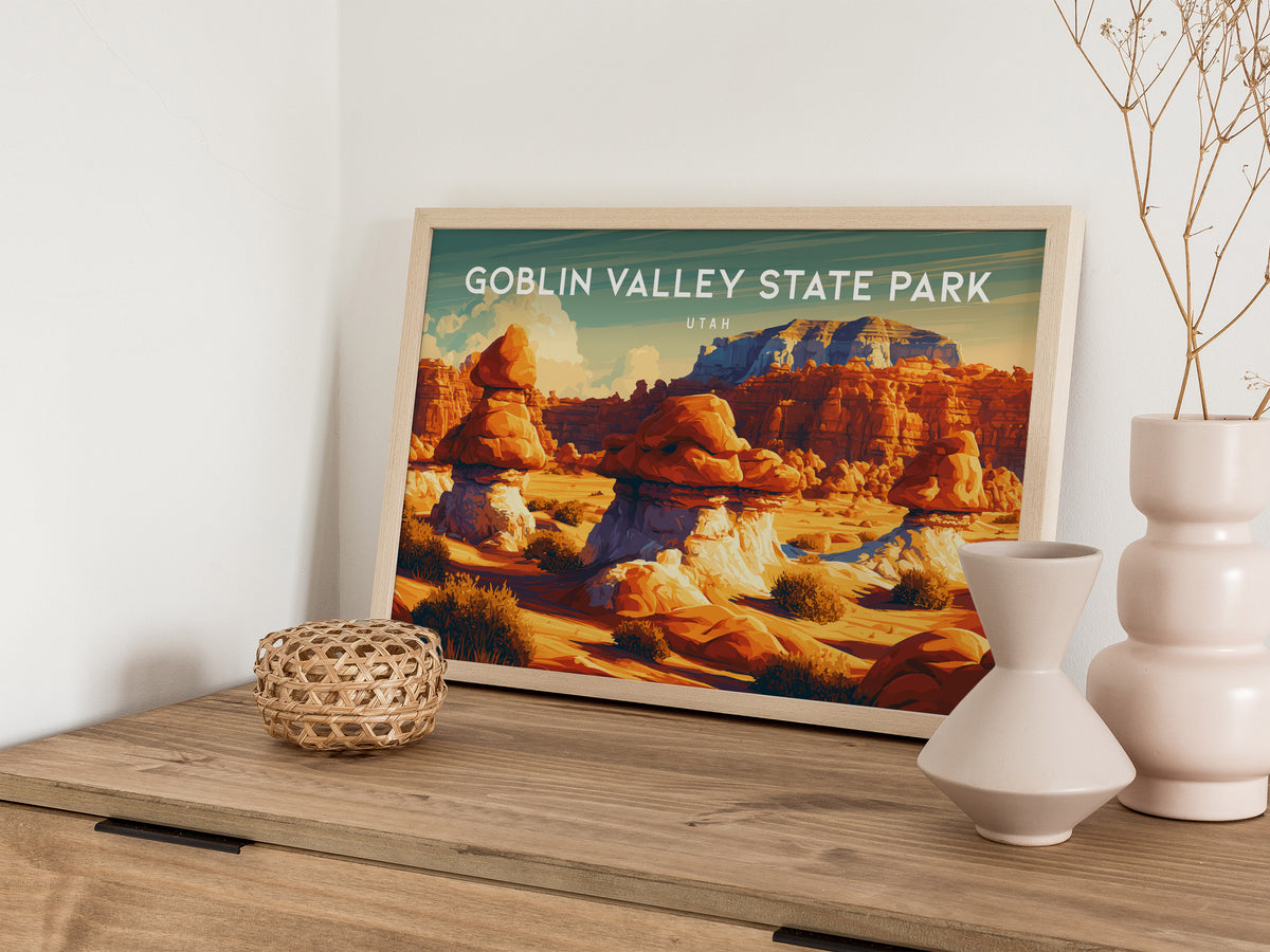 Goblin Valley State Park, Utah Landscape Poster | Vacation Wall Art — 12x18 in