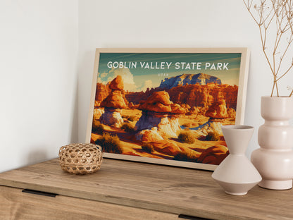 Goblin Valley State Park, Utah Landscape Poster | Vacation Wall Art — 12x18 in