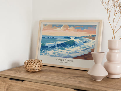 Outer Banks Landscape Matte Border Poster | North Carolina Travel Wall Art — 12x18 in
