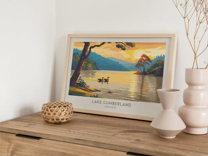 Lake Cumberland Landscape Matte Border Poster | Kentucky Travel Wall Art — 12x18 in
