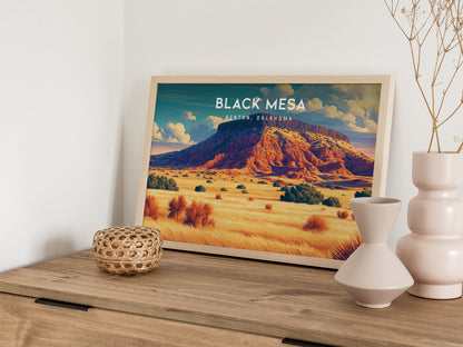 Black Mesa Landscape Poster | Kenton, Oklahoma Framed or Unframed Travel Wall Art — 12x18 in