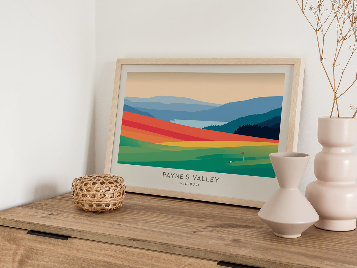 Payne's Valley Landscape Matte Border Poster | Missouri Golf Wall Art & Framed or Unframed — 12x18 in