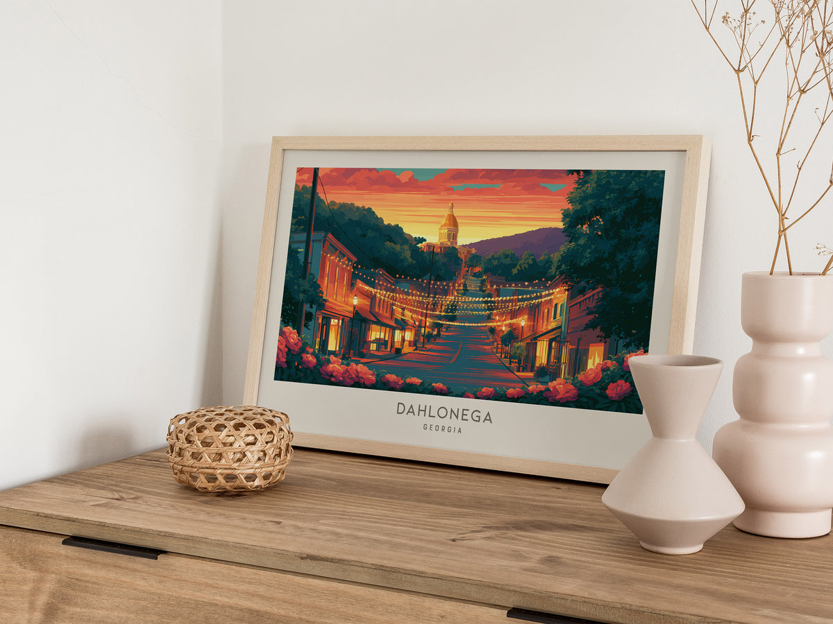 Dahlonega Landscape Matte Border Poster | Georgia Travel Gift Vacation Wall Art — 12x18 in