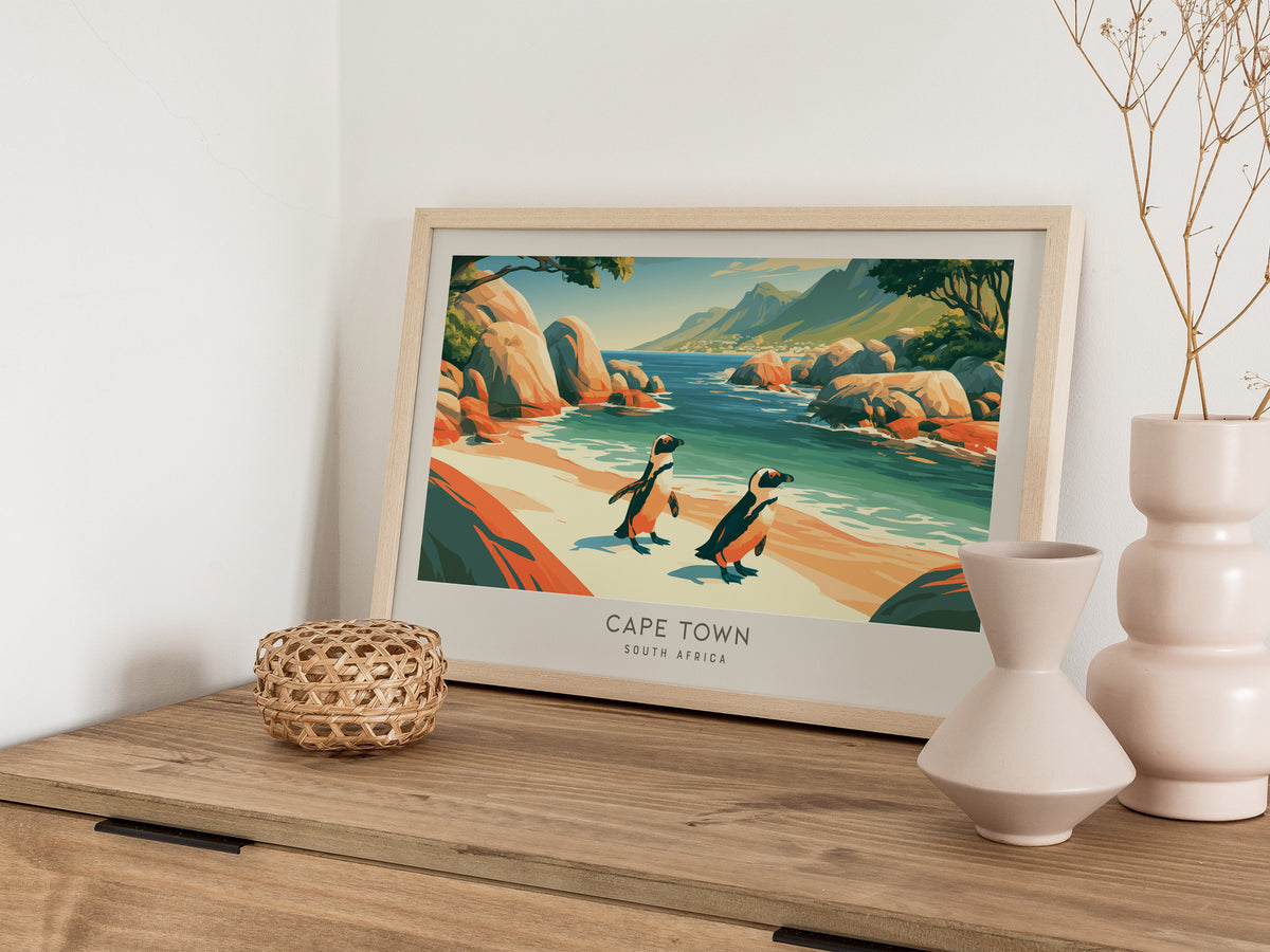 Cape Town Landscape Matte Border Poster | South Africa Vacation Wall Art — 12x18 in