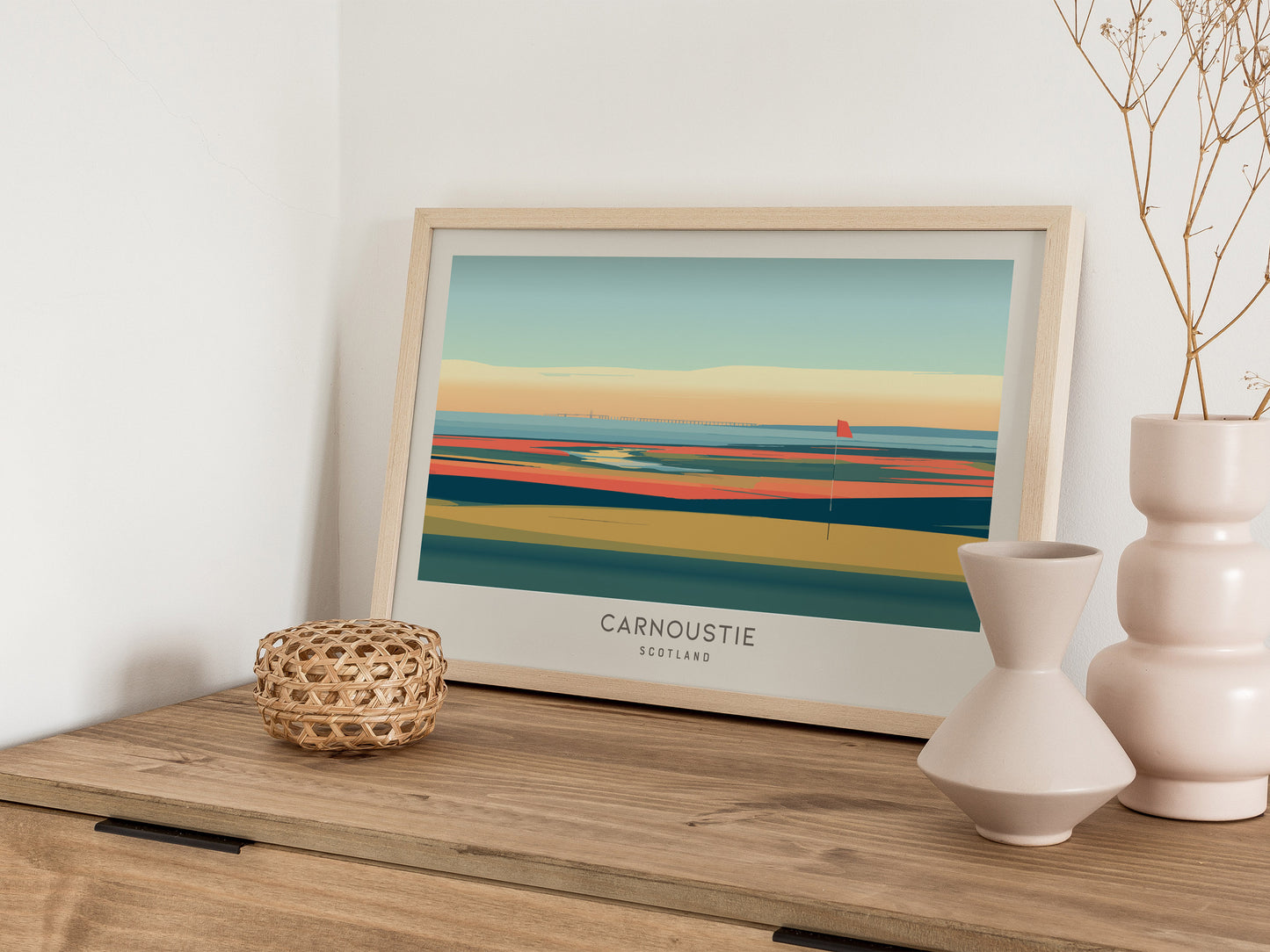 Carnoustie Landscape Matte Border Poster | Scotland Golf Course Print Travel Wall Art — 12x18 in