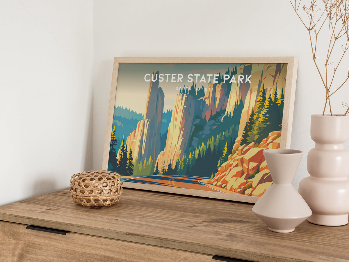 Custer State Park Landscape Poster | South Dakota Needles Highway Travel Wall Art — 12x18 in