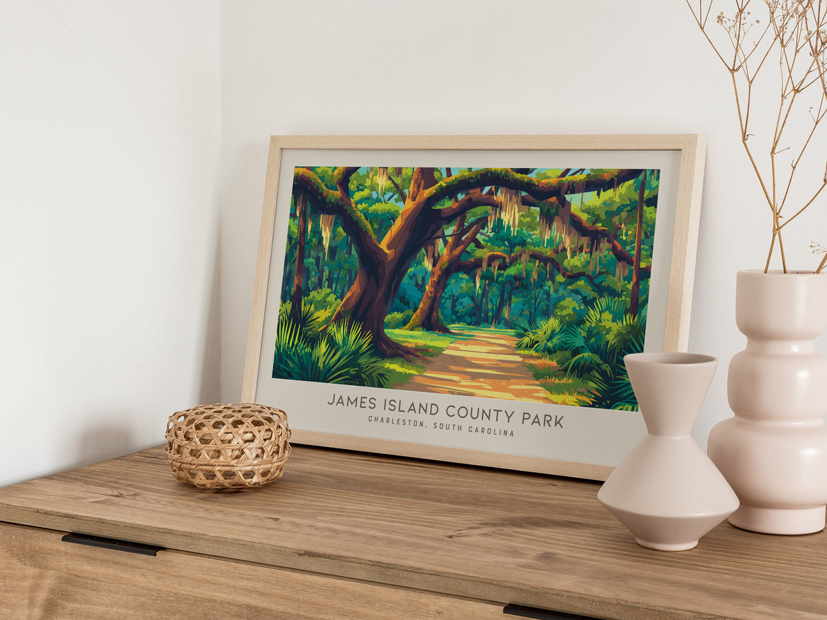 James Island County Park Landscape Matte Border Poster | Charleston, South Carolina Travel Wall Art — 12x18 in