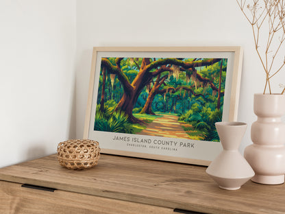 James Island County Park Landscape Matte Border Poster | Charleston, South Carolina Travel Wall Art — 12x18 in