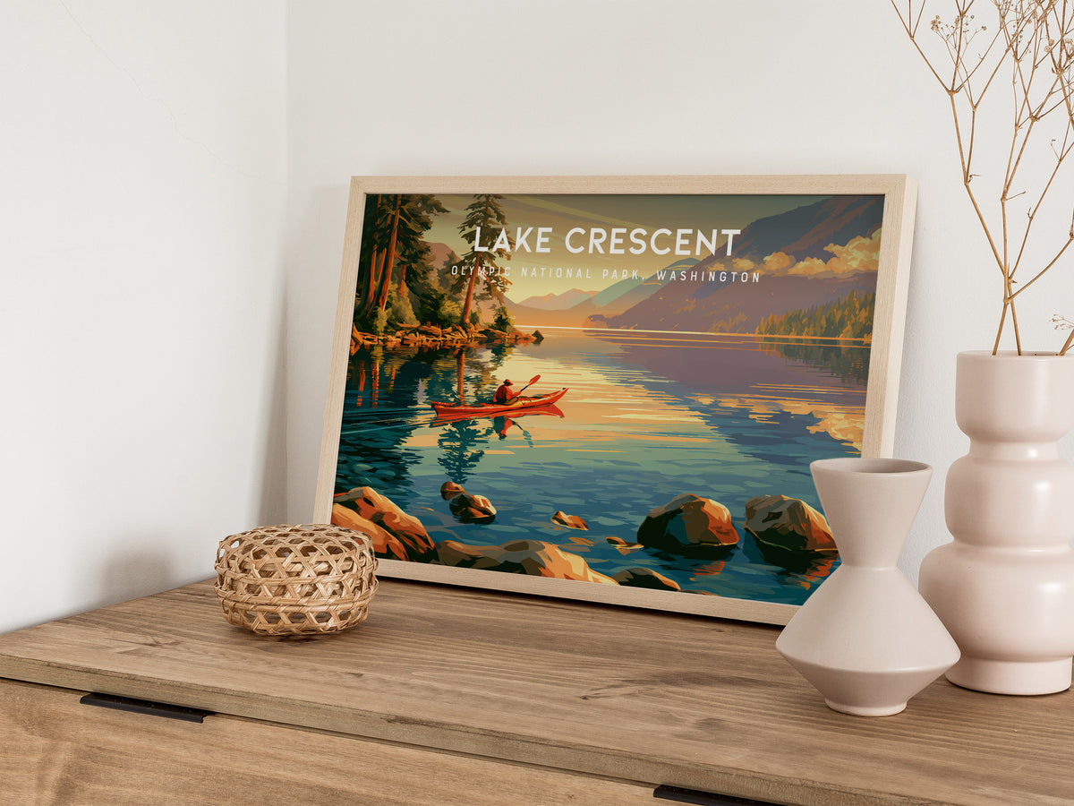 Lake Crescent Landscape Poster | Olympic National Park, Washington Vacation Wall Art — 12x18 in