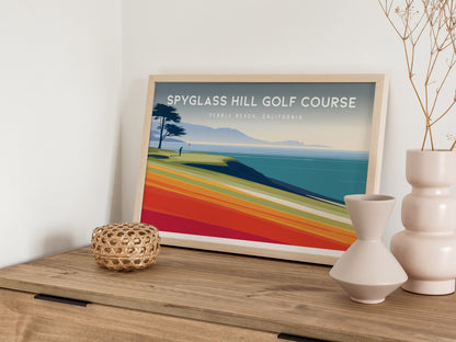 Spyglass Hill Golf Course Landscape Poster | Pebble Beach, California Country Club Decor Wall Art — 12x18 in