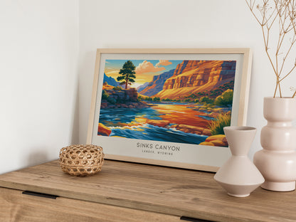 Sinks Canyon Landscape Matte Border Poster | Lander, Wyoming Framed or Unframed Destination Print — 12x18 in