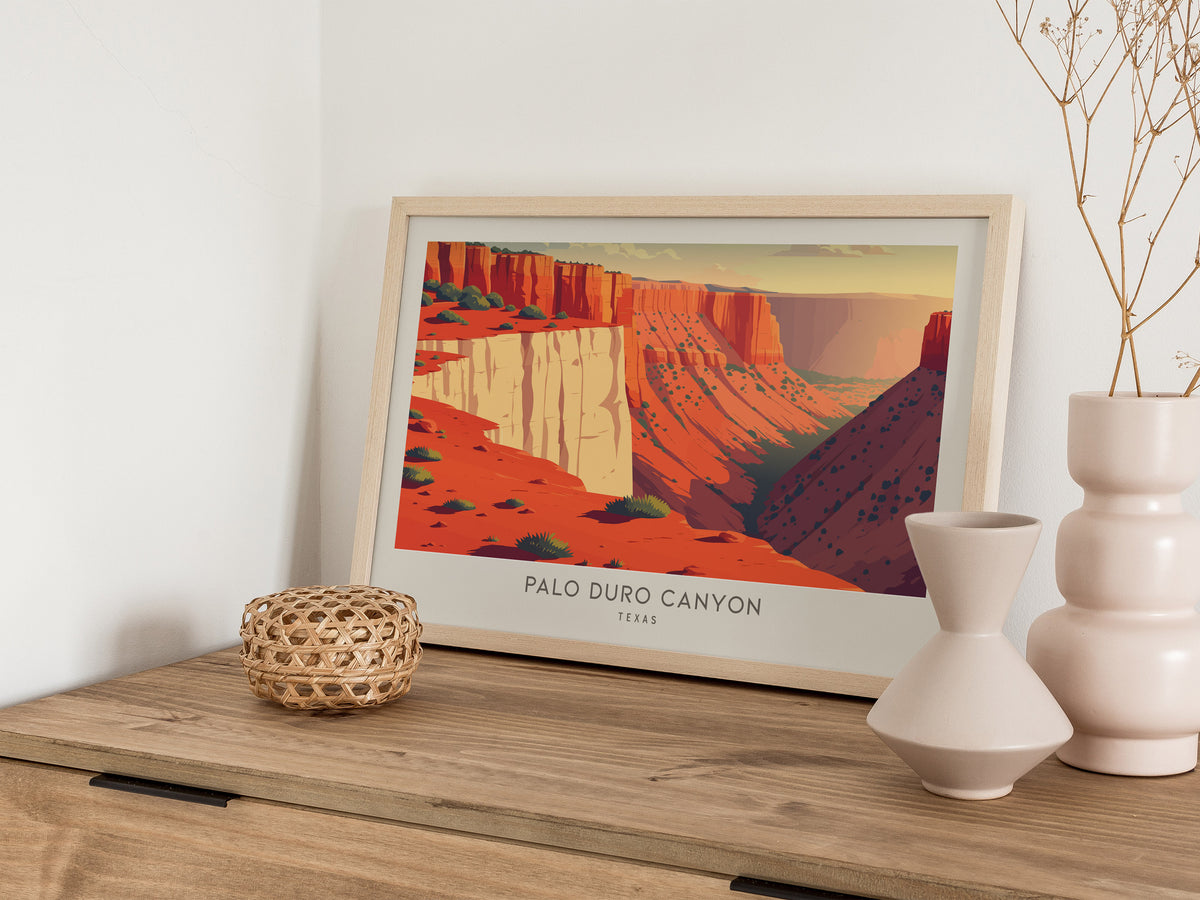 Palo Duro Canyon Landscape Matte Border Poster | Texas Vacation Wall Art — 12x18 in