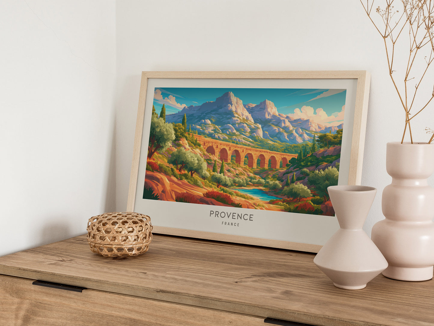 Provence Landscape Matte Border Poster | France Travel Wall Art — 12x18 in